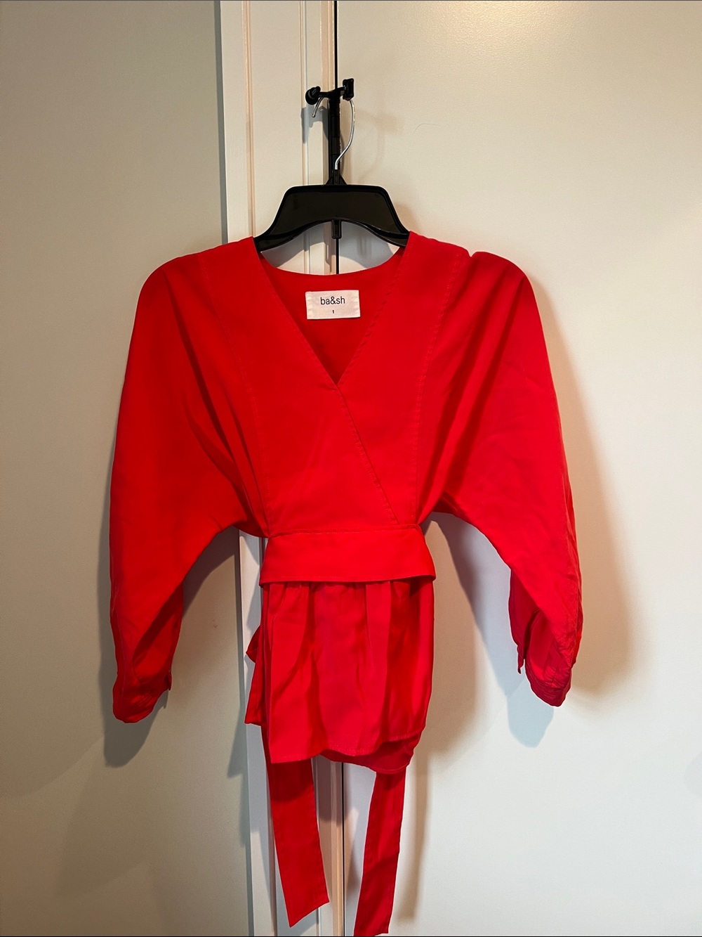 ba&sh Lady Top Red Wrap Top with Tie Waist 1
